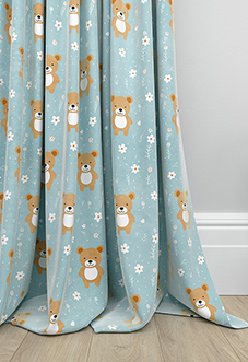 Teddy Trails, Baby Blue - Made to Measure Curtains